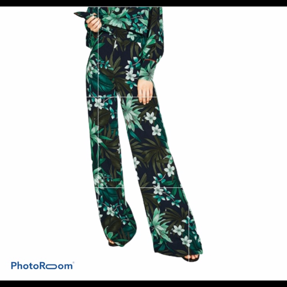 ZARA NWT tropical pants high waist wide leg size M